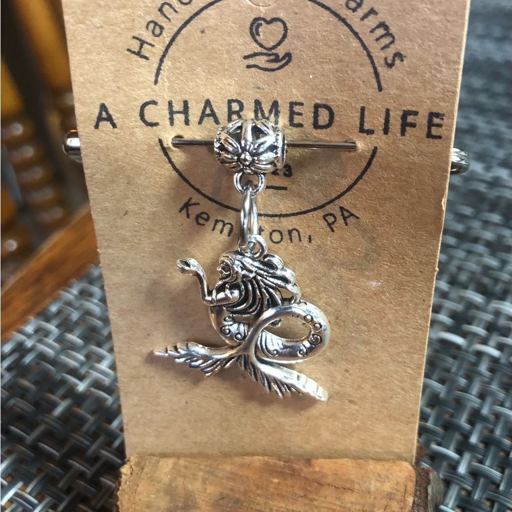 NWT, Handmade by A Charmed Life. Silver Mermaid on a Bail